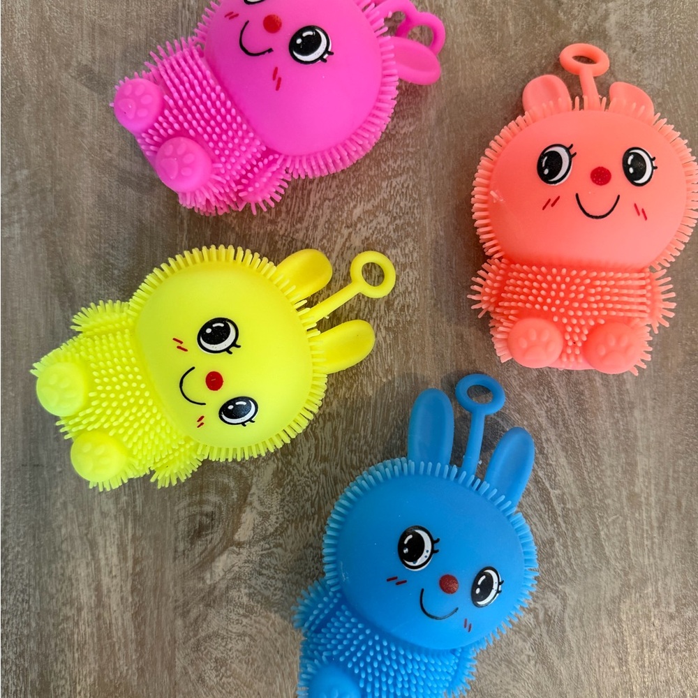 4 FOR $10 Squishy Vibrant Light Up Bunny Puffer Toys